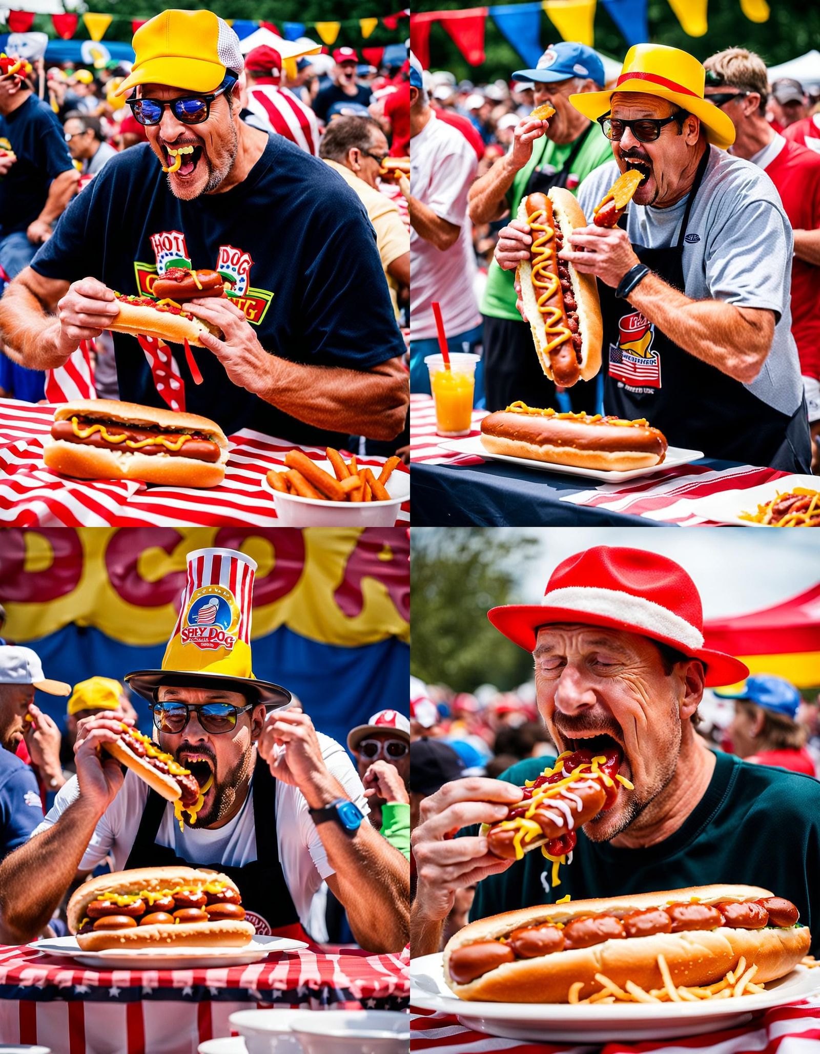 Man in Hot Dog Eating Contest