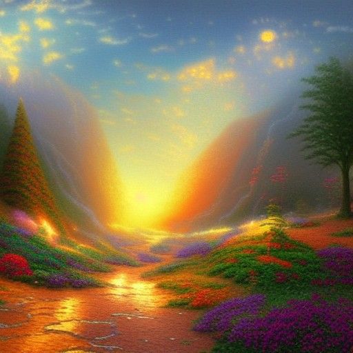 Ethereal Orange Desert Fantasy Landscape