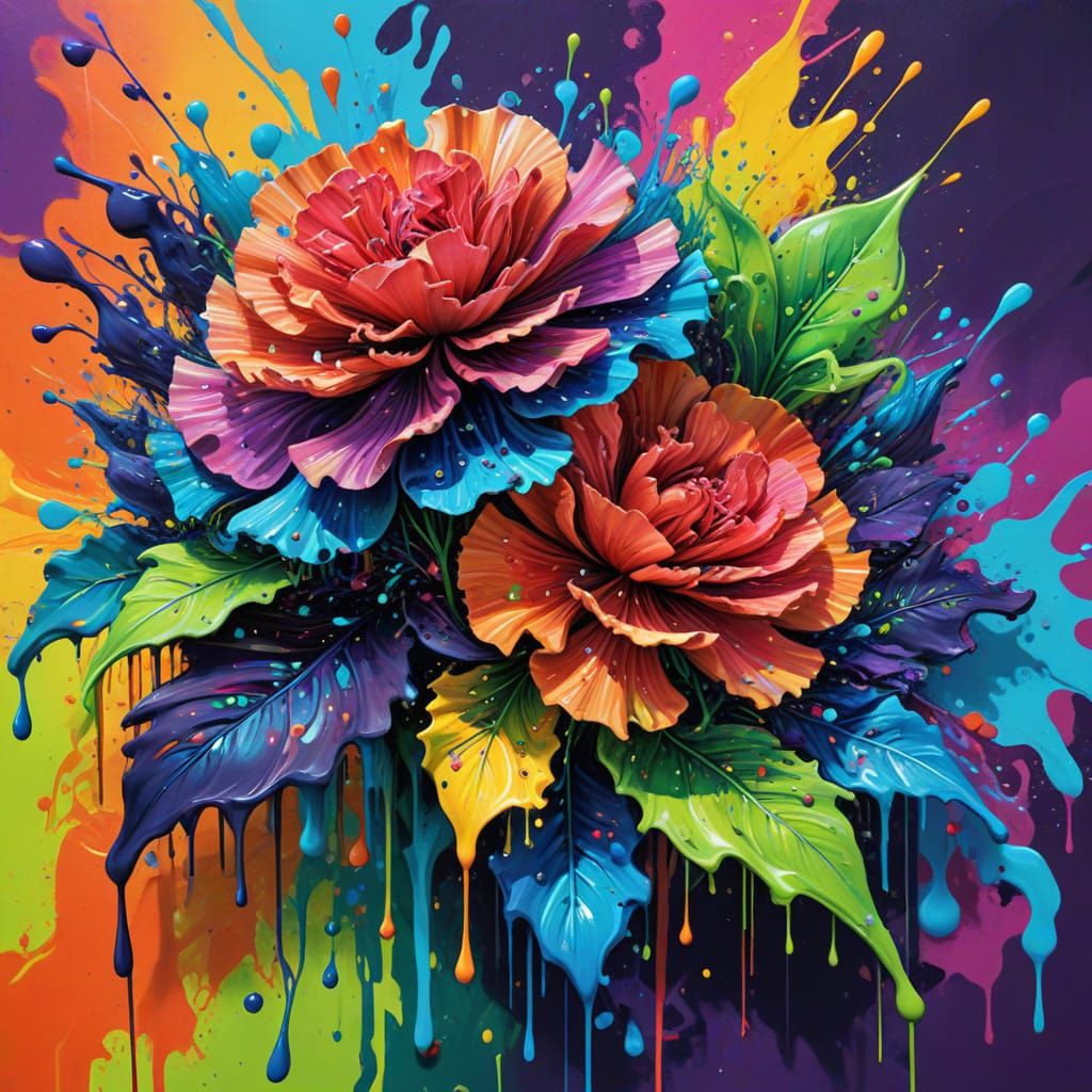 Psychedelic Wave Graffiti Art with Vibrant Colors
