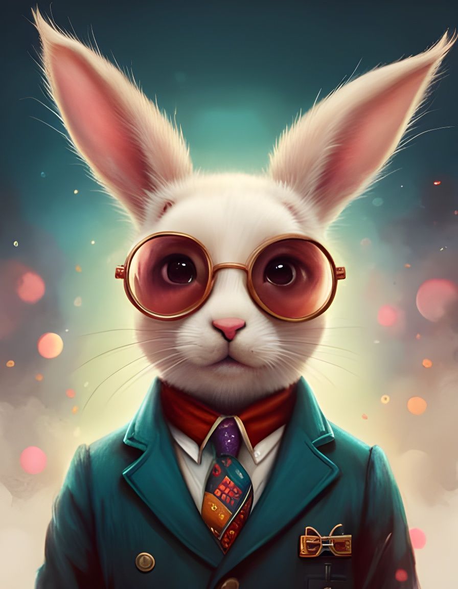 Elegant Rabbit Dandy Portrait in Hyperdetailed Fantasy Art