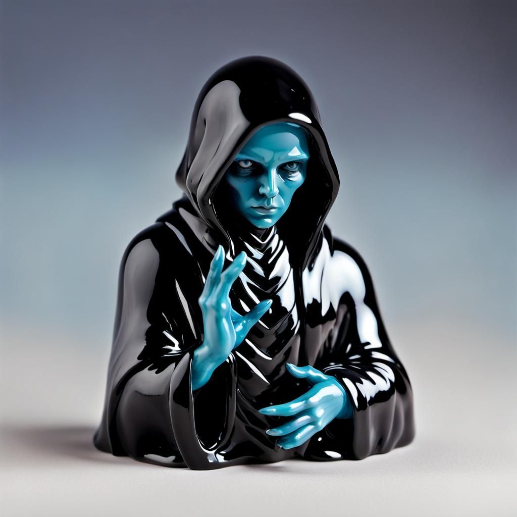 Grimdark Scene in Enameled Glass Figurine
