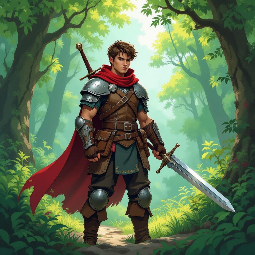Valiant Adventurer in Lush Forest Art