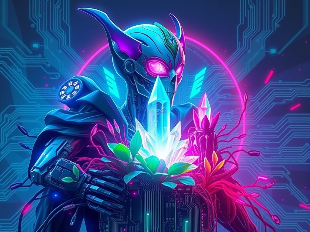 Cyberpunk Vampire Transcends Reality through Quantum Portal