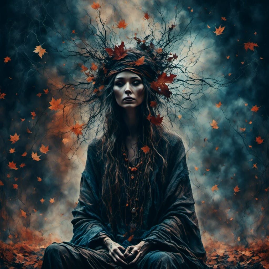 Hippie Goddess of Autumn in 70s Style