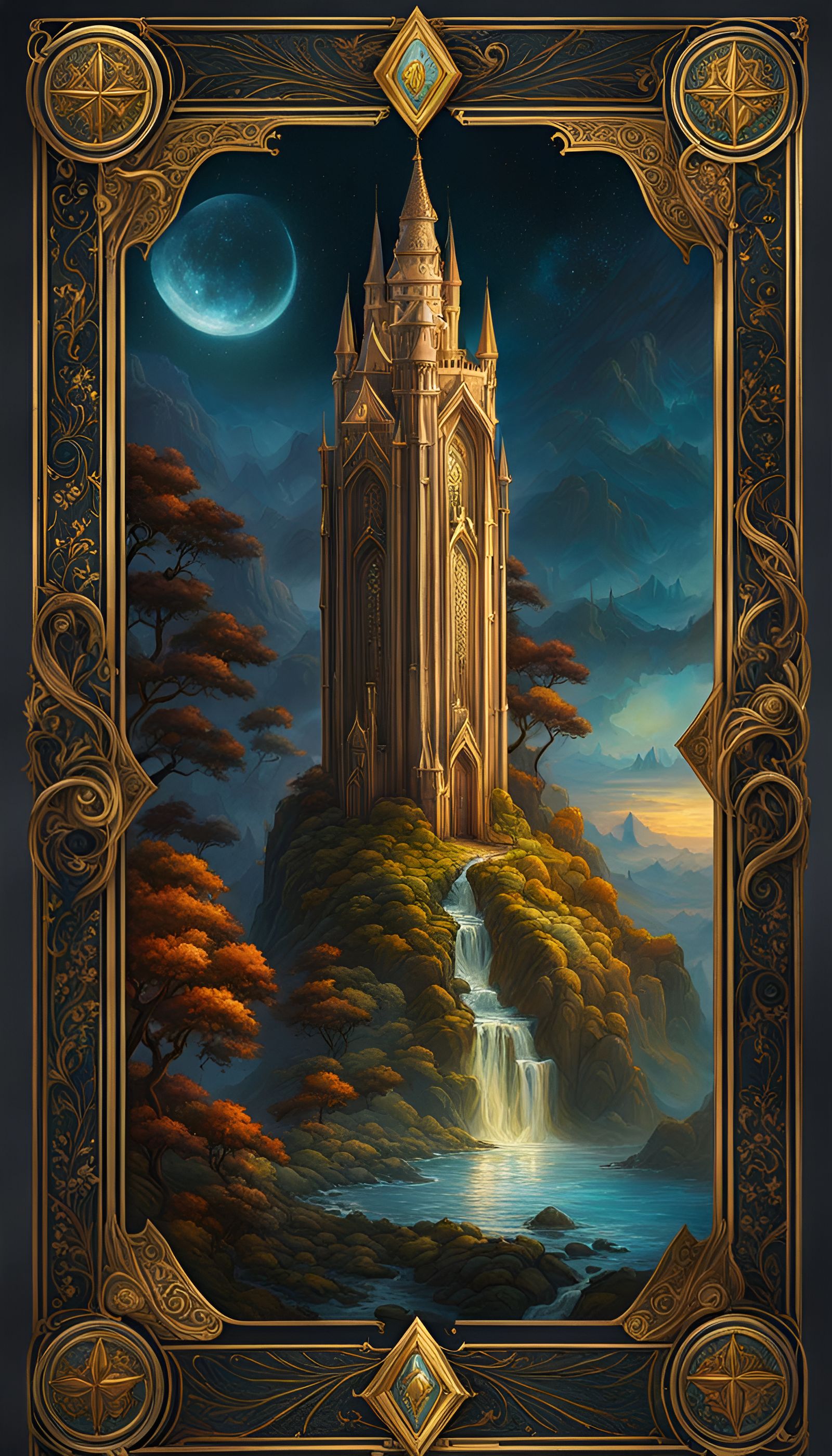 The Tower Tarot Card as Detailed Matte Painting