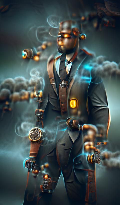 Steampunk Cyborg Businessman in 8K Resolution
