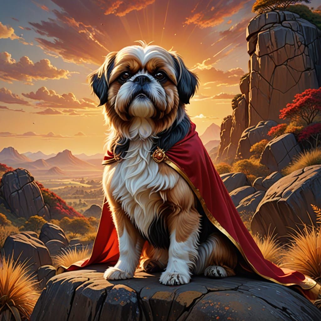 Shih Tzu as Lion King on Pride Rock
