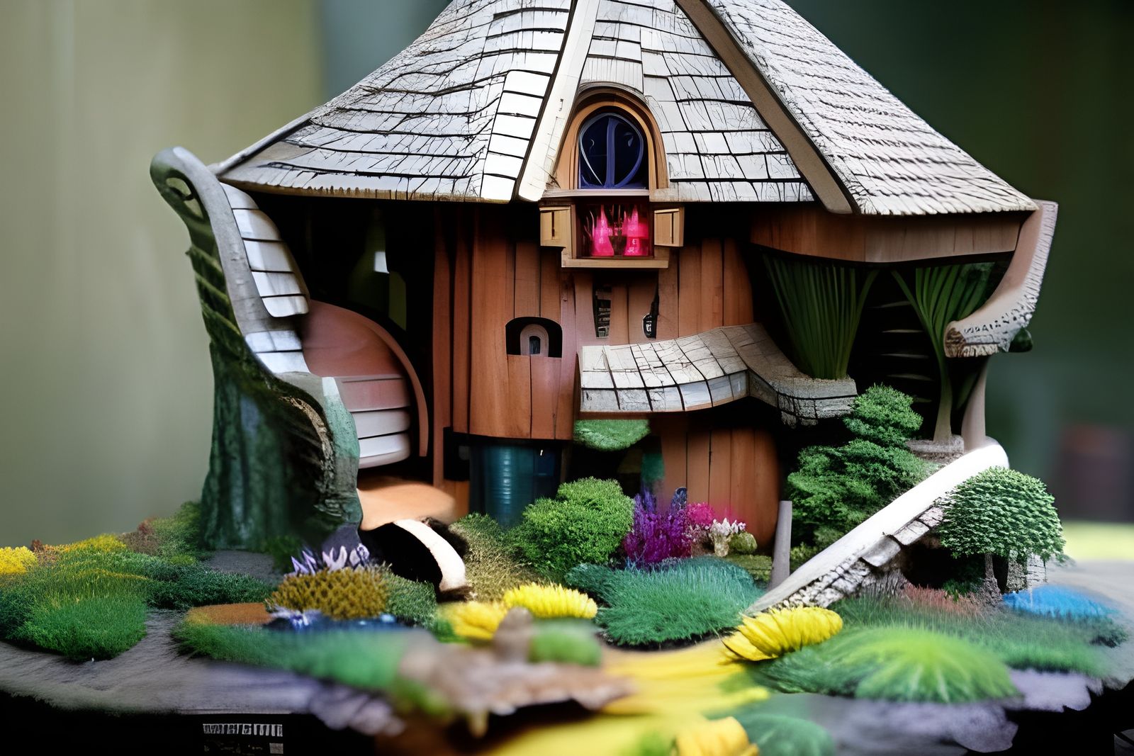Brutalist Hobbit House in Magic Garden