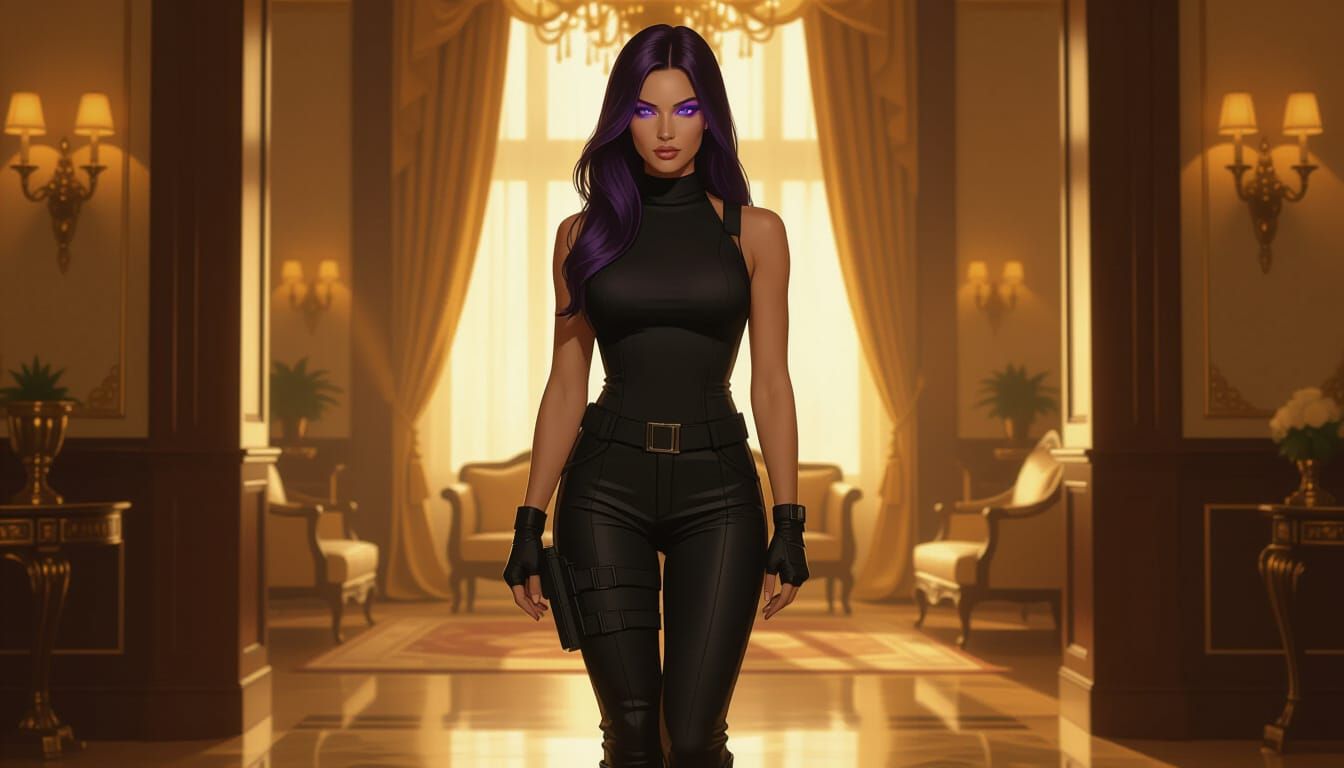 Confident Woman in Luxurious Mansion, Painterly Style