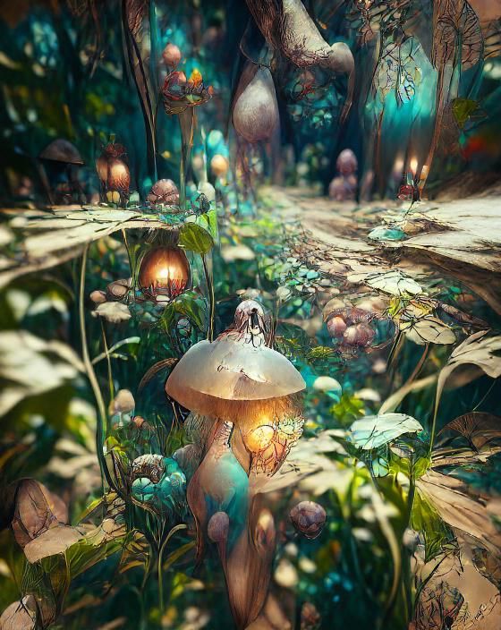 Enchanted Fairy House in Forest, Fantasy Art