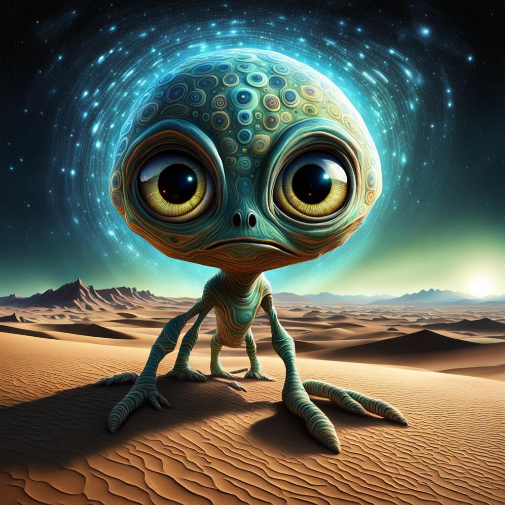 Alien Comet Emerges on Desert Plain