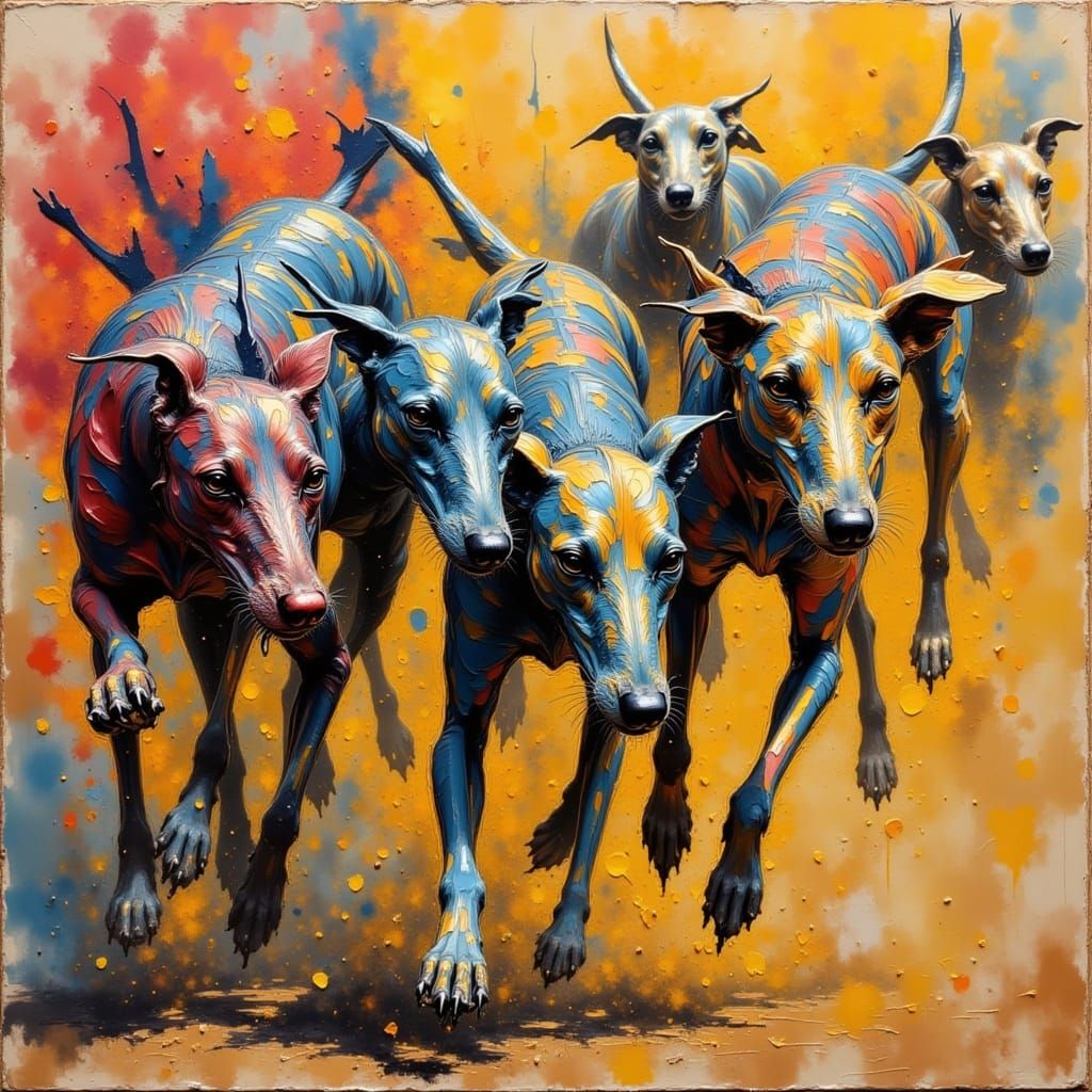 Greyhounds Photo Finish in Sports Photography Style