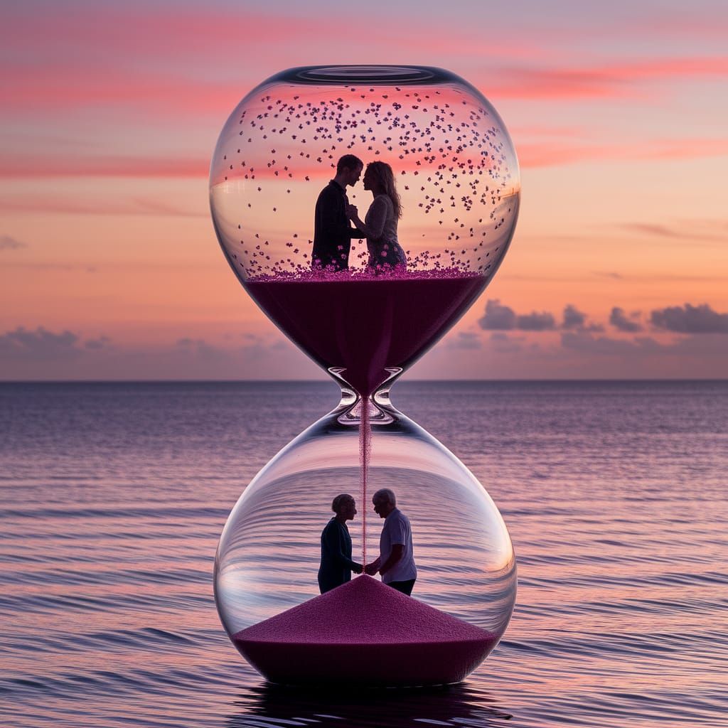 Oceanic Hourglass of Life at Twilight