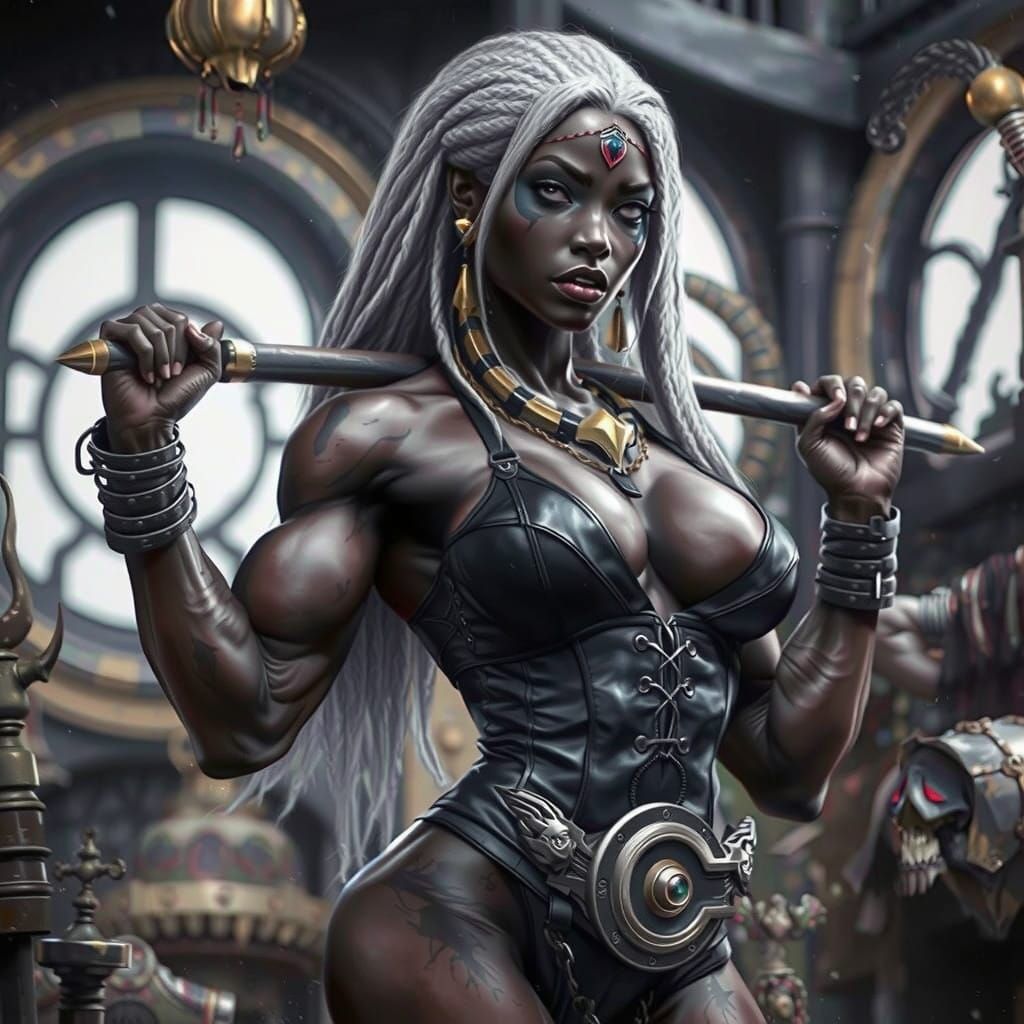 Giantess Drow Warrior in Dark Fantasy Style