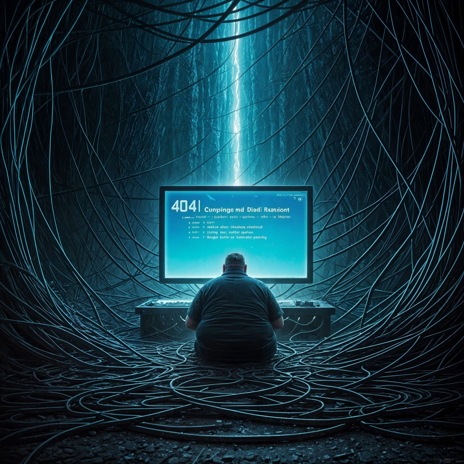 Digital Masterpiece of a Blue Screen of Death in a Post-Apoc...