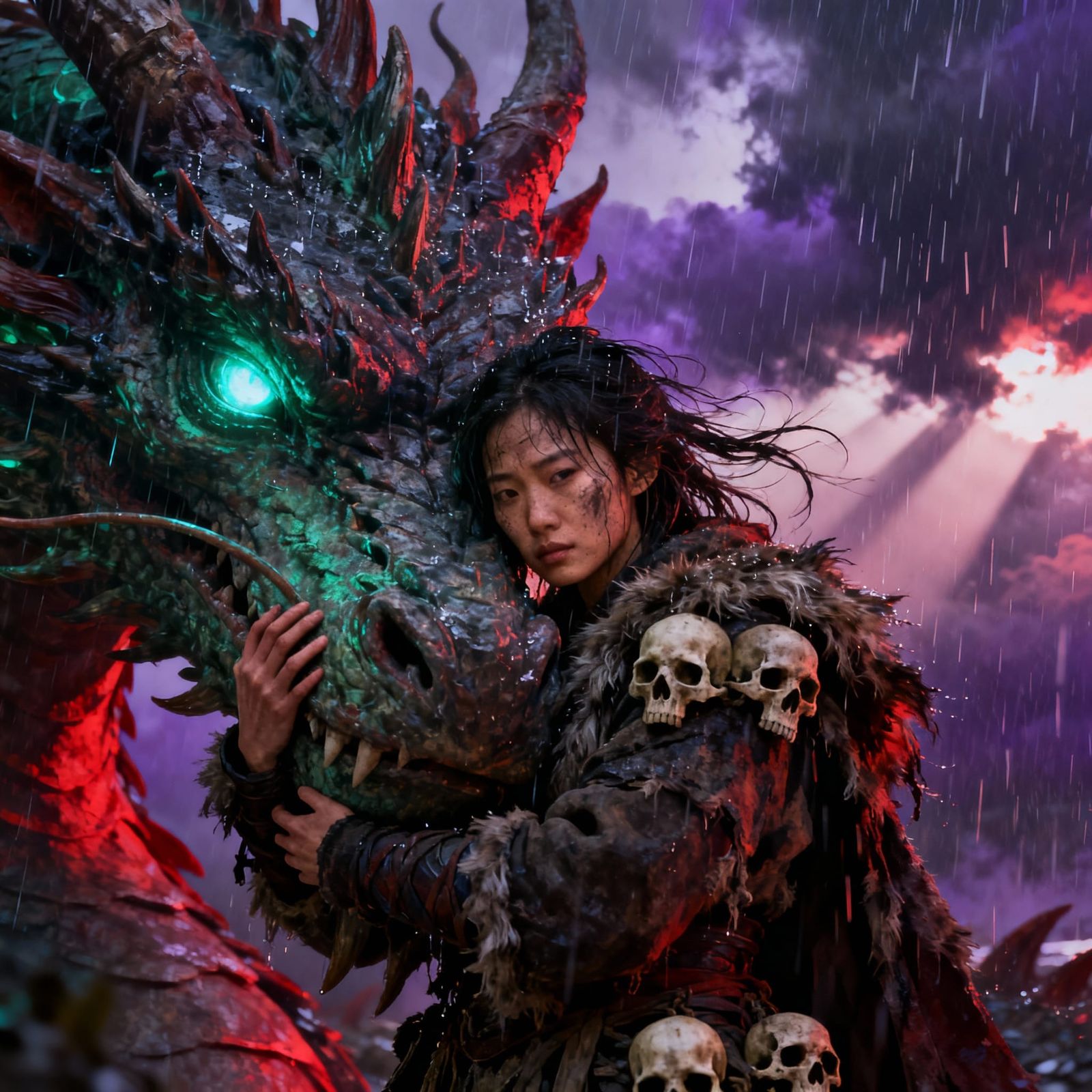 Dragon Tamer: Fierce Warrior in Epic Fantasy Matte Painting