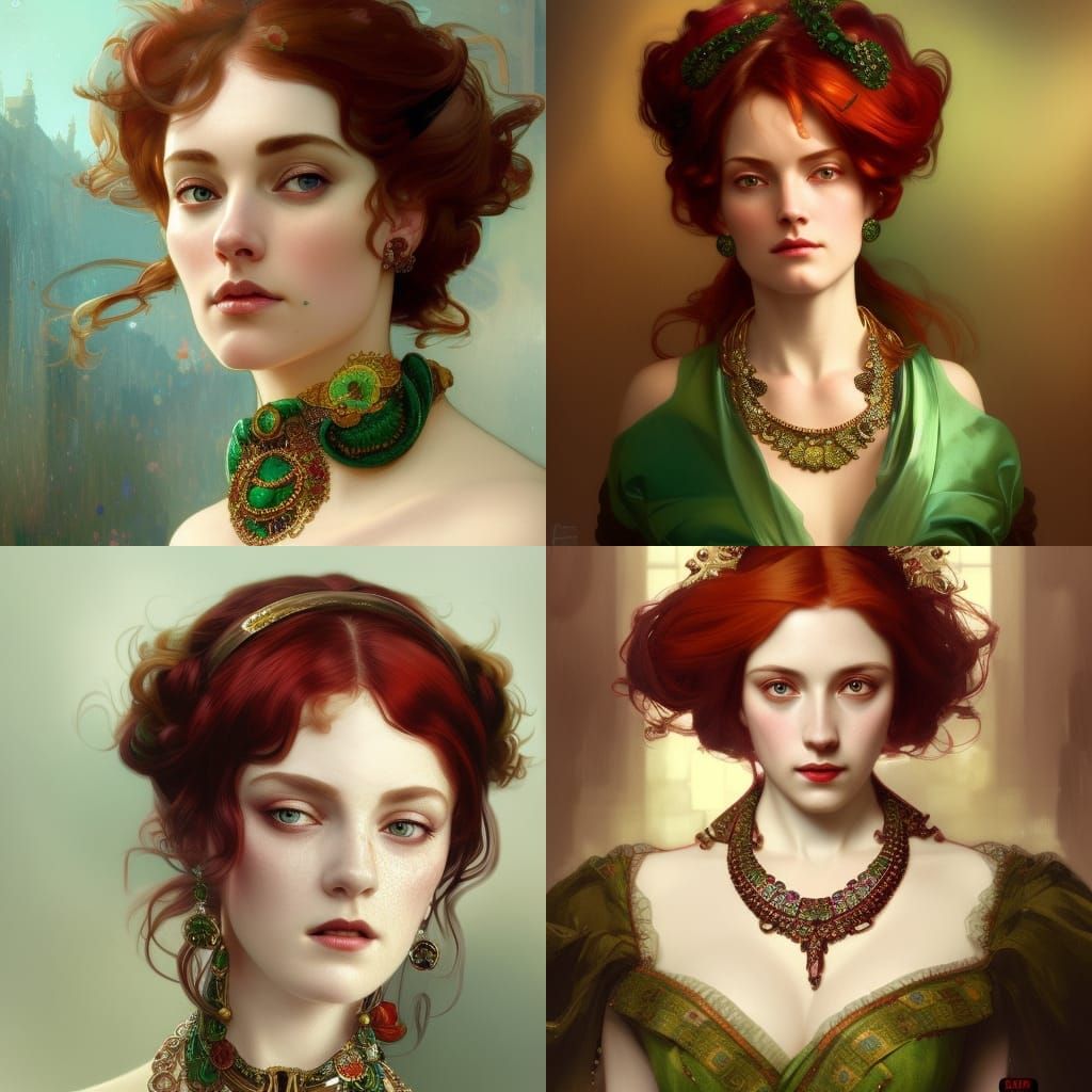 Victorian Aristocrat Portrait in Art Nouveau Style