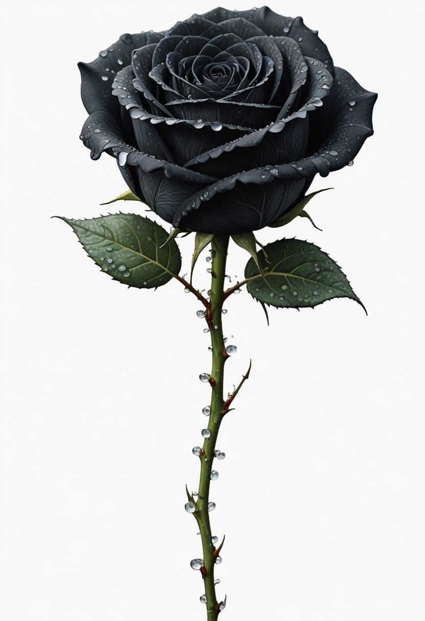 Black Rose Amidst Dewy Spider Web