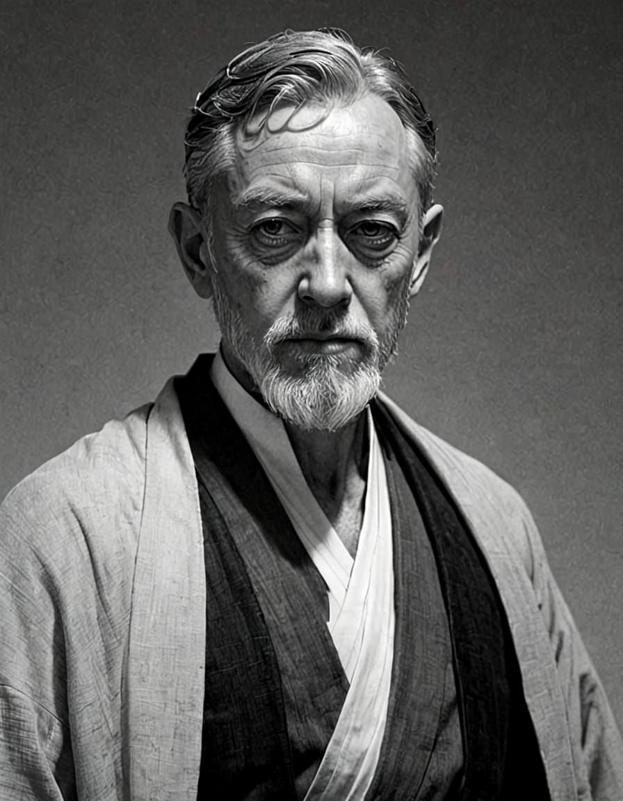 Obi-Wan Kenobi in Manhwa Style, Black and White