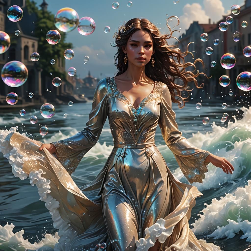 Woman Walking on Water: Hyperdetailed Concept Art