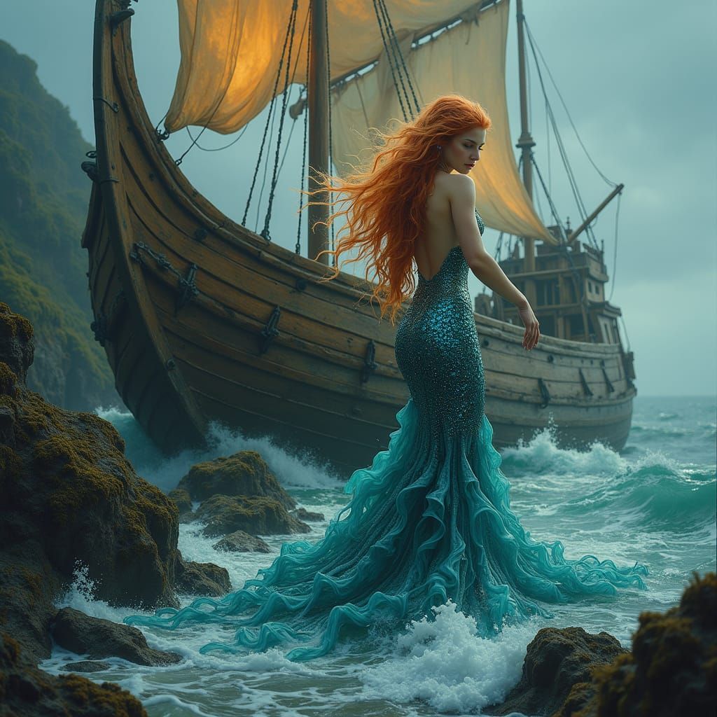 Mermaid's Song on a Scottish Shipwreck: Matte Painting