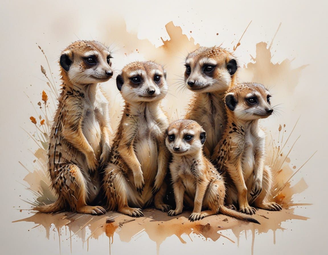Heartwarming Meerkat Family Huddle in Golden Light