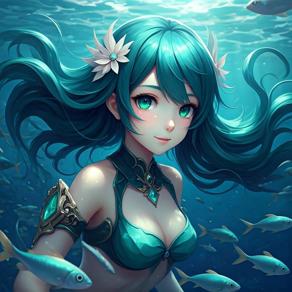 Anime Naiad Shines in Crystal Clear Sea