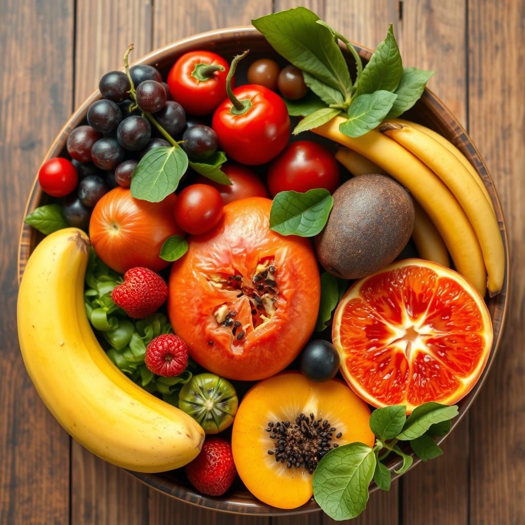 Colorful Fruit Still Life for Vegetarian Diets