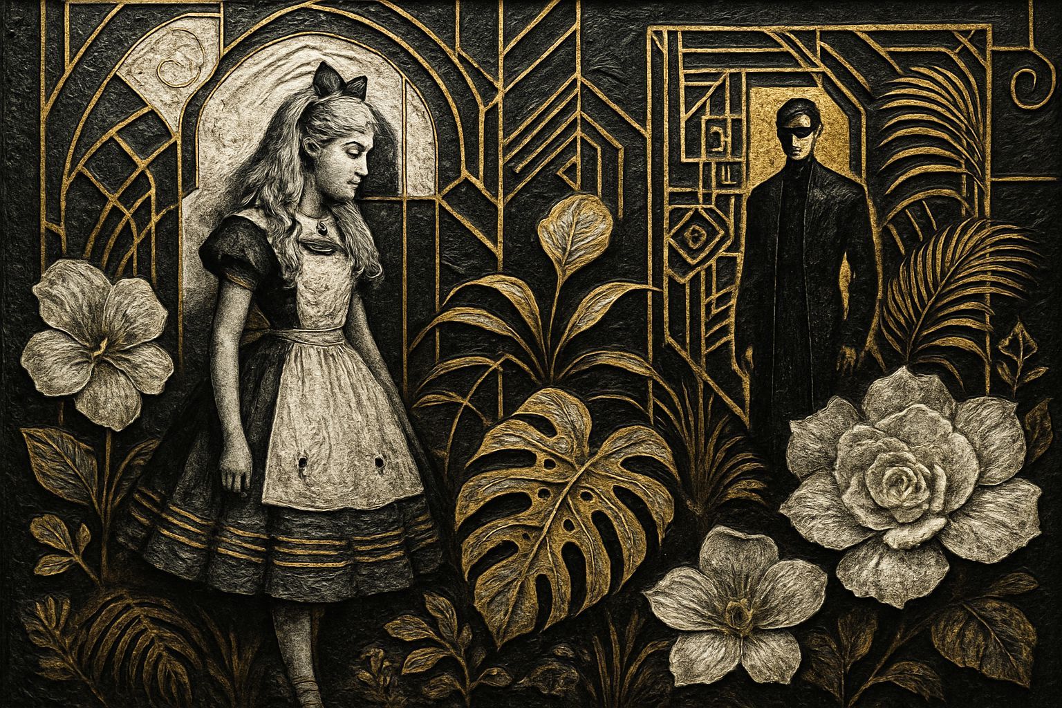 Surreal Alice in Wonderland in Art Deco Style