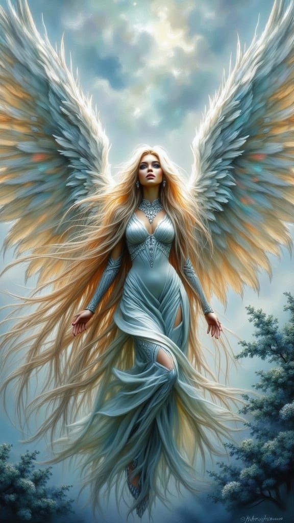 Futuristic Archangel in Sci-Fi Airbrush Art