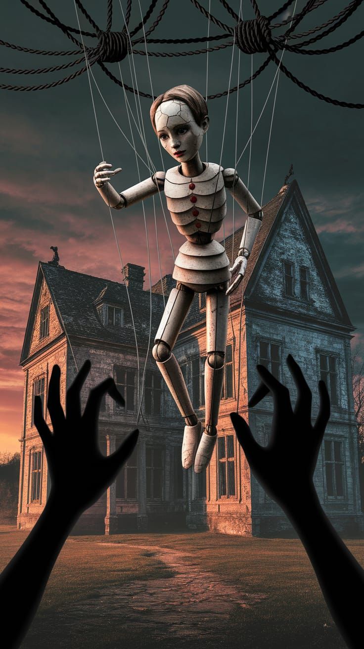 Haunting Marionette in Gothic Setting as Digital Art