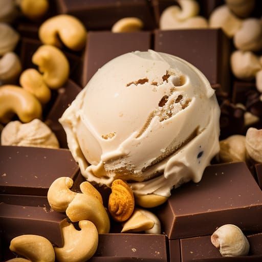 Hyperrealistic Butterscotch Ice Cream with Candy Toppings