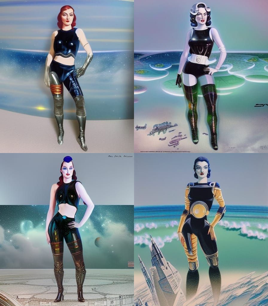 Attractive Space Woman in Vintage Pin-Up Style