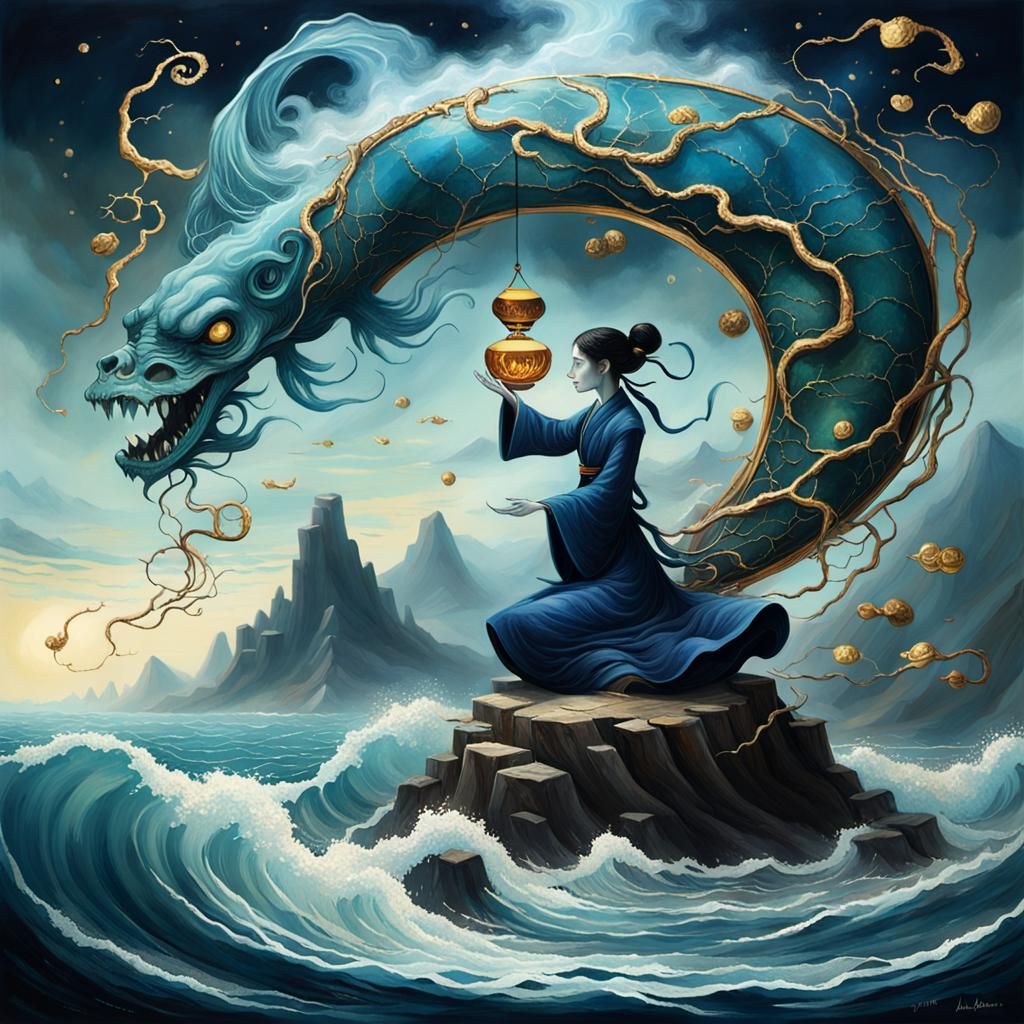 Kintsugi Genie Summons at Sea, in Burton Style