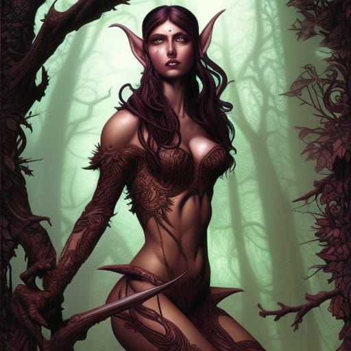 Elegant Dark Elf Supermodel in Comic Book Art