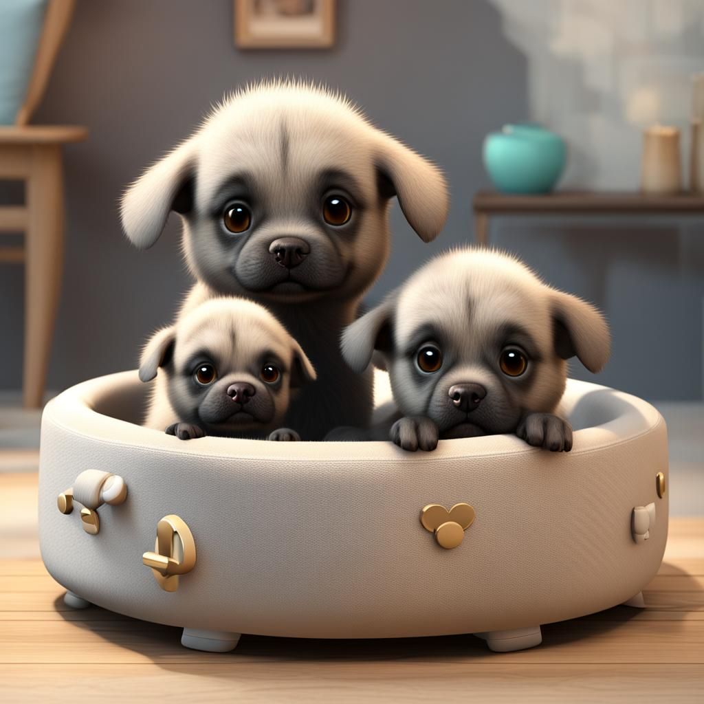 Cute Three-Headed Baby Cerberus in 3D
