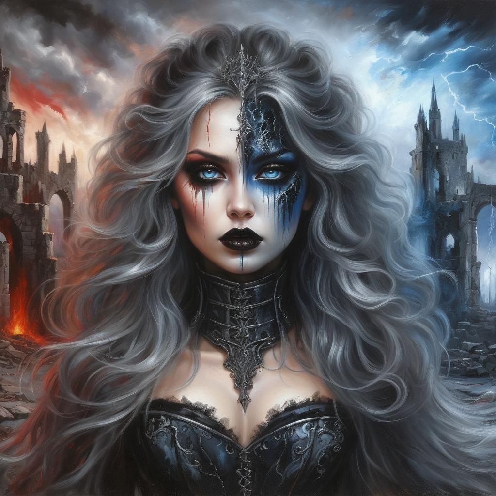 Goddess of Fire and Lightning in Oil Painting