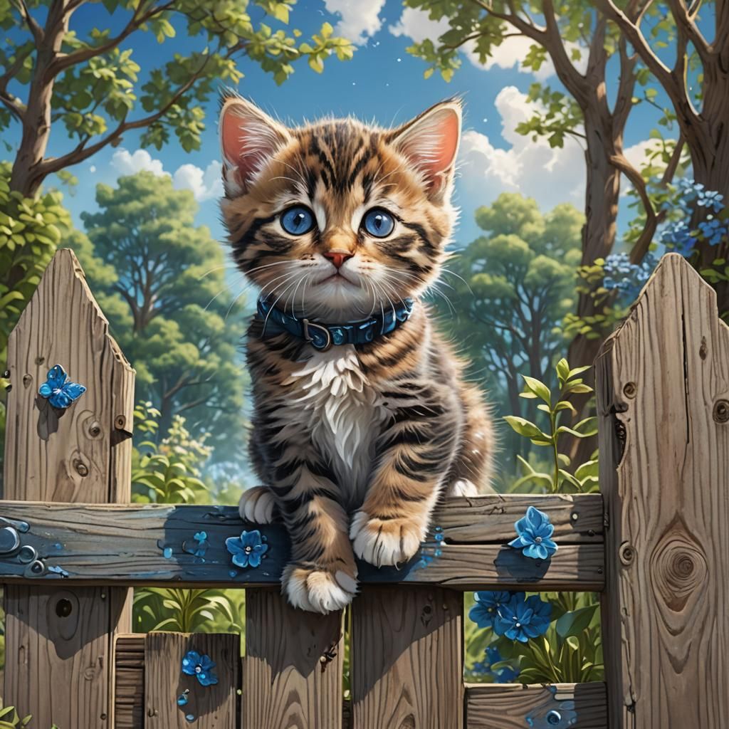 Cyborg Kitten Adventures in a Cyberpunk Garden