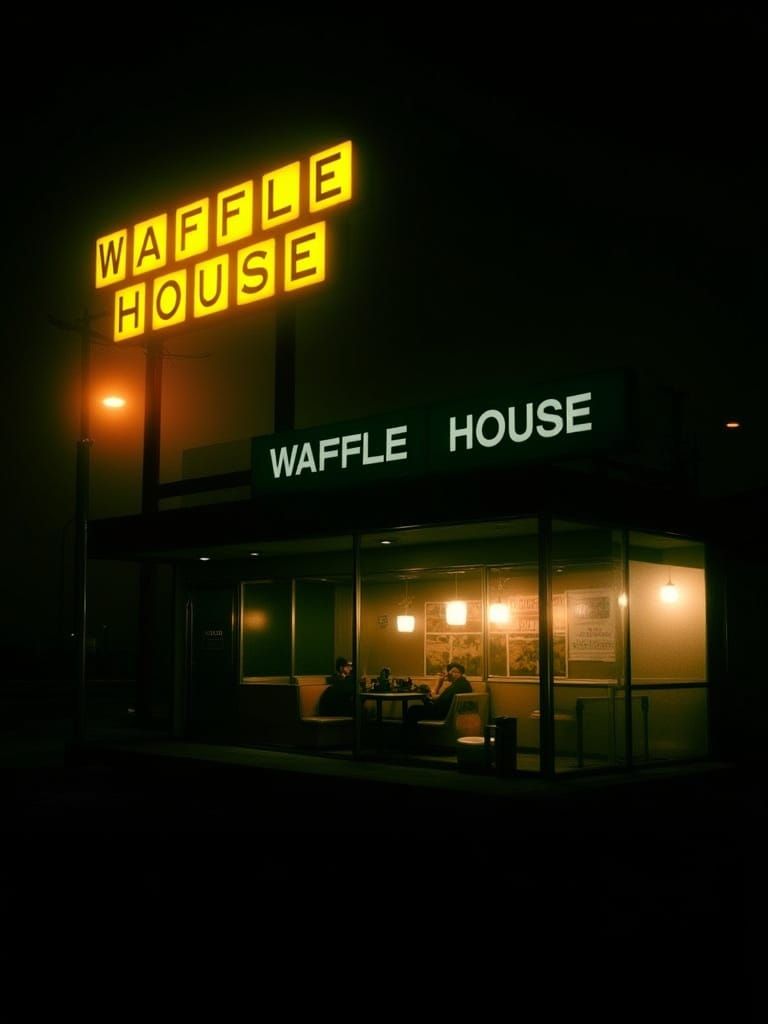 Midnight Waffle House Bustle in Vibrant Colors