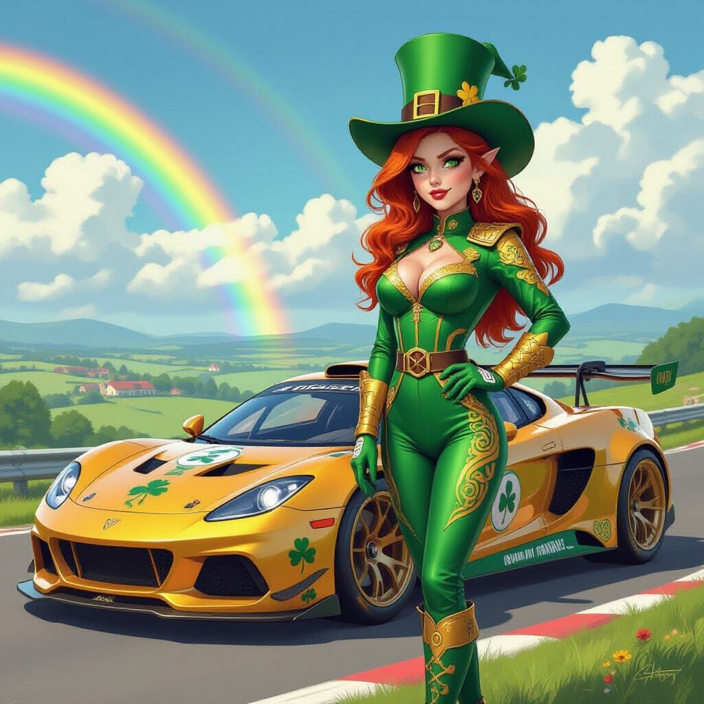 Leprechaun Racer Concept Art in Vibrant Style