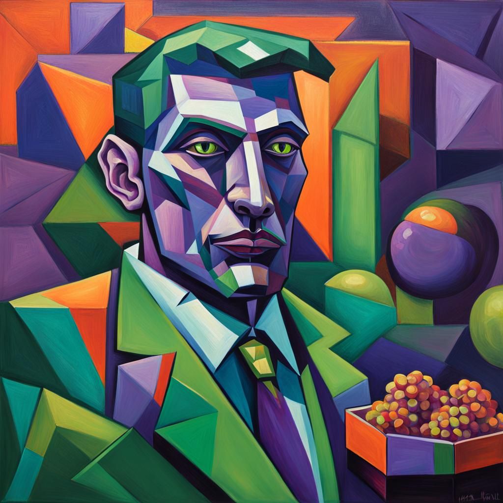 Neo-Cubist Portrait of Pacifist Alien with Grape Nuts