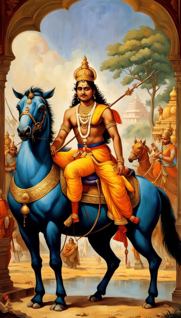 Divine Chariot Lord Krishna Counsels Arjuna on the Kurukshet...