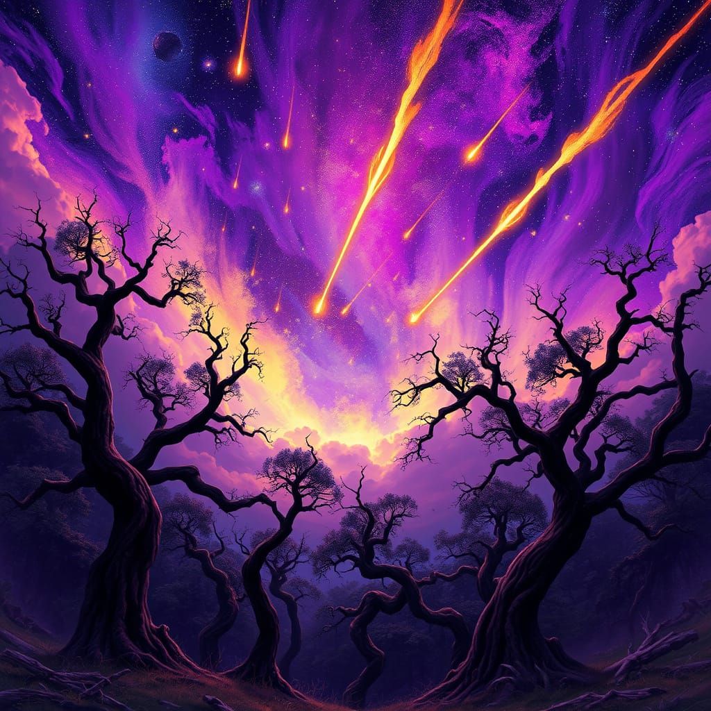 Vibrant Night Sky in Fantasy Realm