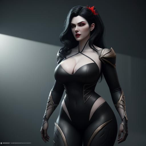 Hyper-Realistic Vampire Pinup Girl in 3D Cinematic Style