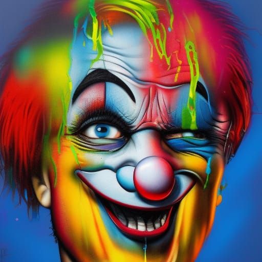 Colorful Clown Portrait in Graffiti Street Art Style