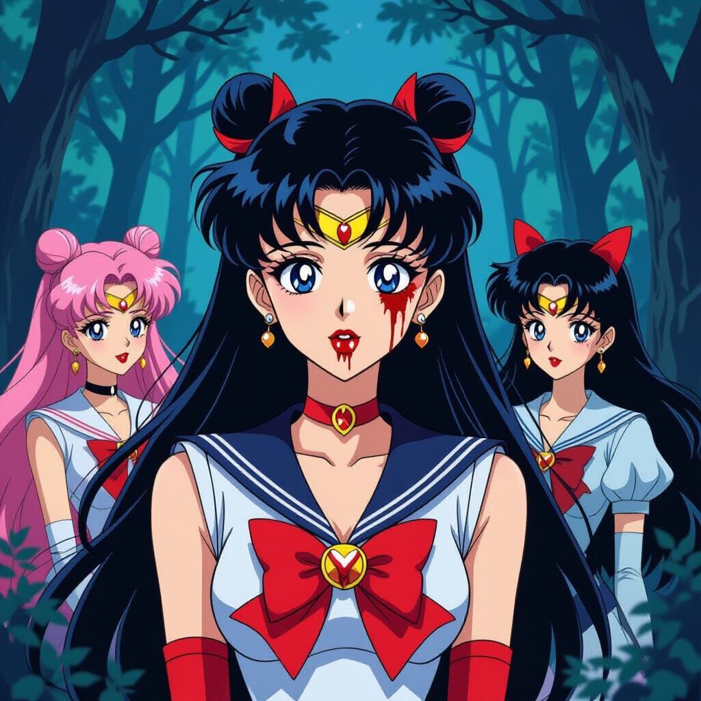 Vampire Sailor Moon Meets Other Girls in Mystical Forest