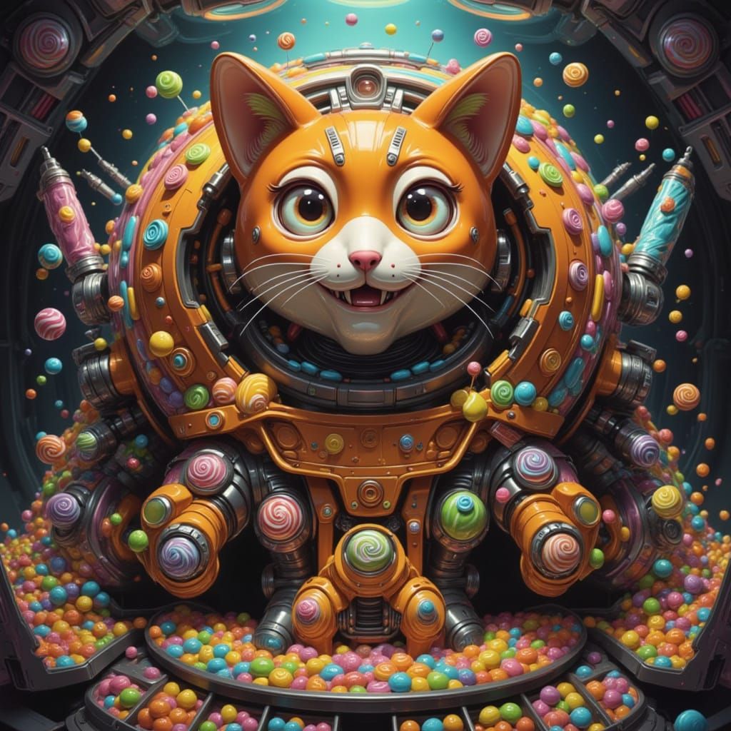 Vibrant Orange Feline in Cyberpunk Flux