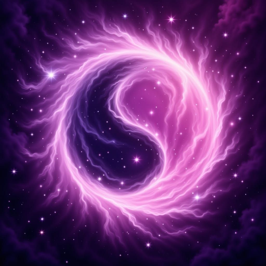 Pink and Purple Yin Yang in Celestial Style