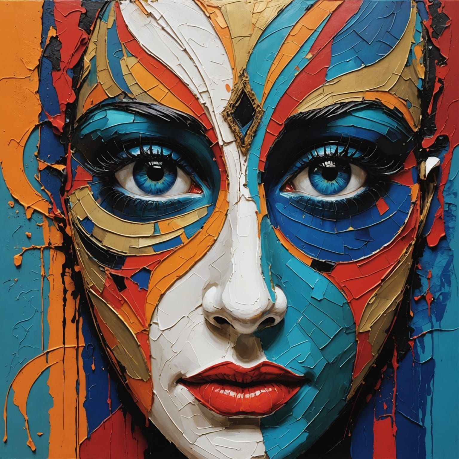 Abstract Eye Art with Complementary Colors