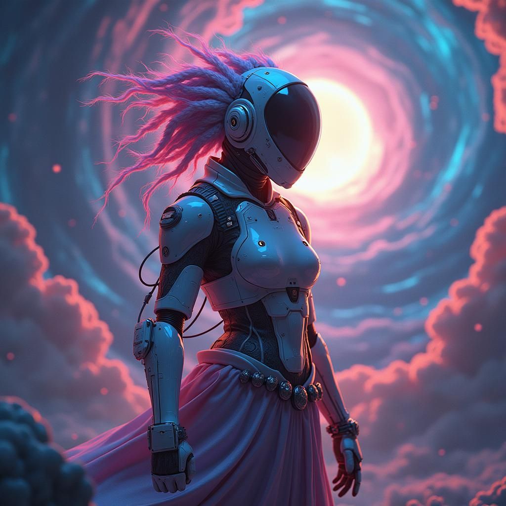 Digital Stardust Adventurer in Intergalactic Landscape